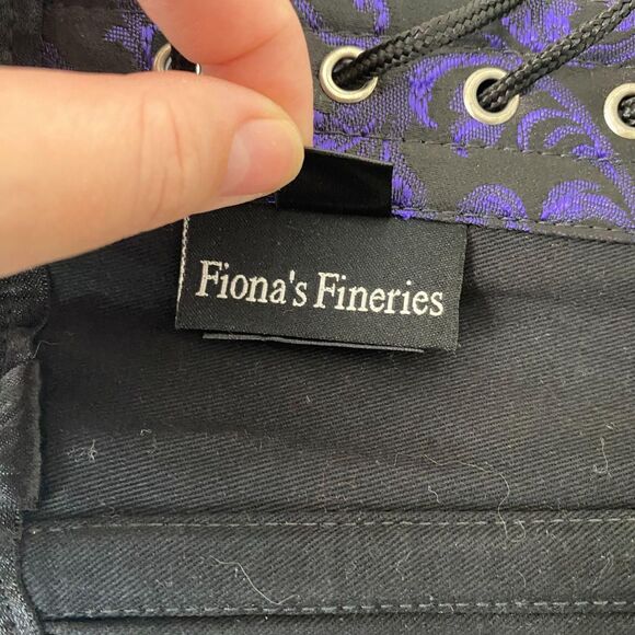 Fiona's Fineries Ethereal Whimsygoth Gothic Black Purple Lace Up Corset Top 30" - Picture 7 of 8